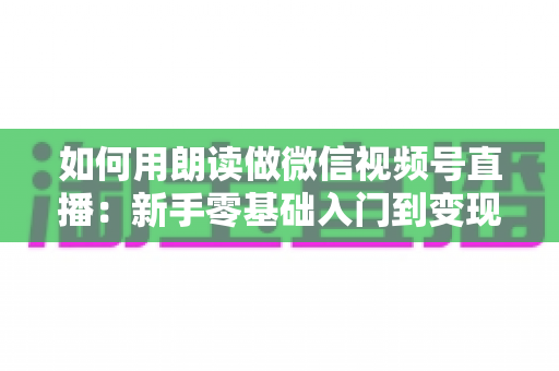 如何用朗读做微信视频号直播:新手零基础入门到变现的完整实战指南 如何用朗读做微信视频号直播:新手零基础入门到变现的完整实战指南