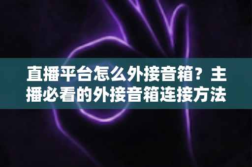 直播平台怎么外接音箱？主播必看的外接音箱连接方法与音质提升全攻略