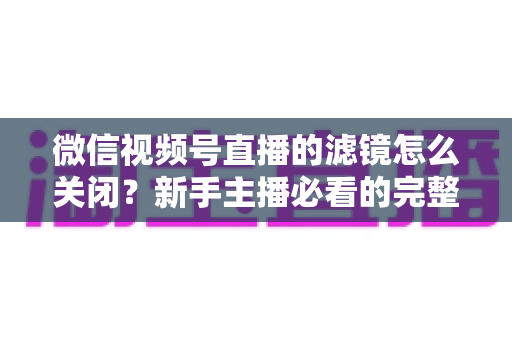 微信视频号直播的滤镜怎么关闭?新手主播必看的完整操作指南与画质优化技巧 微信视频号直播的滤镜怎么关闭?新手主播必看的完整操作指南与画质优化技巧