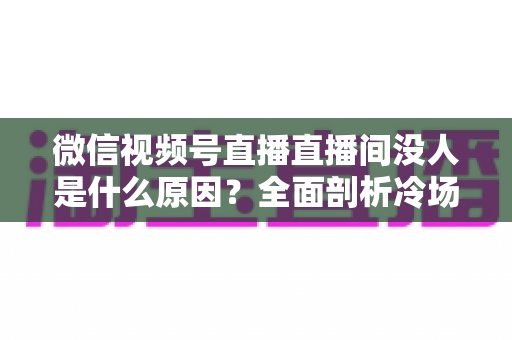 微信视频号直播直播间没人是什么原因?全面剖析冷场根源与实用破局方案 微信视频号直播直播间没人是什么原因?全面剖析冷场根源与实用破局方案