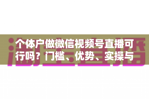 个体户做微信视频号直播可行吗？门槛、优势、实操与变现全解析
