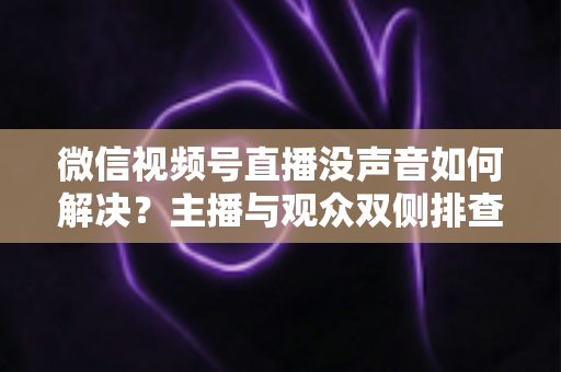 微信视频号直播没声音如何解决?主播与观众双侧排查全攻略 微信视频号直播没声音如何解决?主播与观众双侧排查全攻略