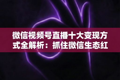 微信视频号直播十大变现方式全解析:抓住微信生态红利,普通人也能靠直播赚钱的实战指南 微信视频号直播十大变现方式全解析:抓住微信生态红利,普通人也能靠直播赚钱的实战指南