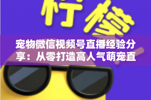 宠物微信视频号直播经验分享：从零打造高人气萌宠直播间的实战心得