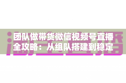 团队做带货微信视频号直播全攻略:从组队搭建到稳定出单的实战方法 团队做带货微信视频号直播全攻略:从组队搭建到稳定出单的实战方法