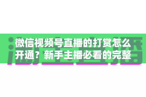 微信视频号直播的打赏怎么开通?新手主播必看的完整开通与变现攻略 微信视频号直播的打赏怎么开通?新手主播必看的完整开通与变现攻略