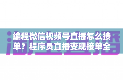 编程微信视频号直播怎么接单?程序员直播变现接单全流程实战指南 编程微信视频号直播怎么接单?程序员直播变现接单全流程实战指南