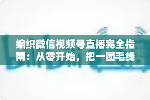 编织微信视频号直播完全指南：从零开始，把一团毛线织成有温度的生意