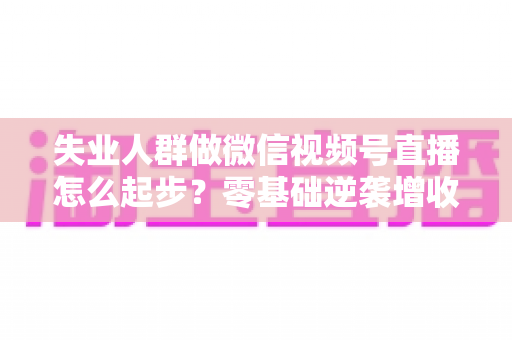 失业人群做微信视频号直播怎么起步？零基础逆袭增收的实战指南