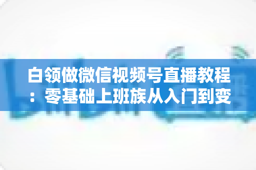 白领做微信视频号直播教程:零基础上班族从入门到变现的实战指南 白领做微信视频号直播教程:零基础上班族从入门到变现的实战指南