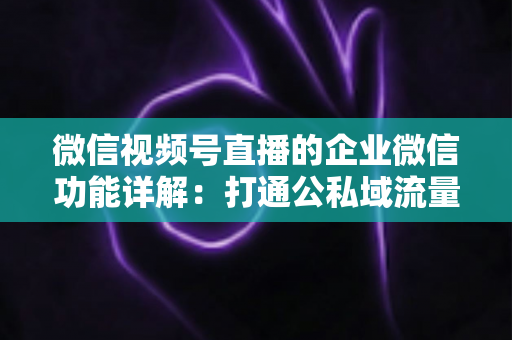 微信视频号直播的企业微信功能详解:打通公私域流量的全链路运营实战指南 微信视频号直播的企业微信功能详解:打通公私域流量的全链路运营实战指南