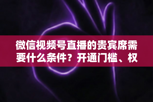 微信视频号直播的贵宾席需要什么条件？开通门槛、权限玩法与实操攻略全解析