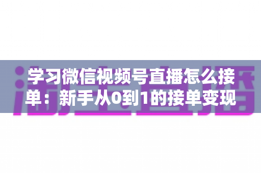 学习微信视频号直播怎么接单:新手从0到1的接单变现实战指南 学习微信视频号直播怎么接单:新手从0到1的接单变现实战指南