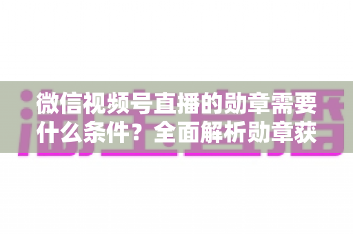 微信视频号直播的勋章需要什么条件?全面解析勋章获取规则与实战技巧 微信视频号直播的勋章需要什么条件?全面解析勋章获取规则与实战技巧