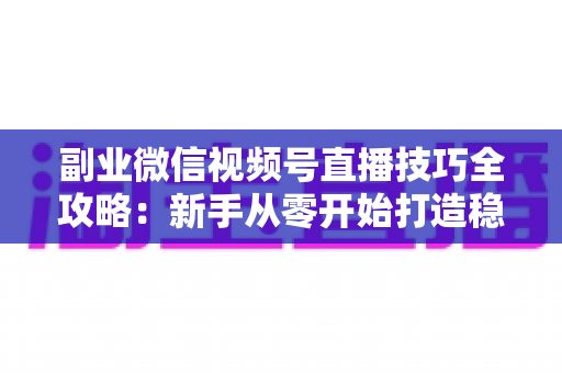 副业微信视频号直播技巧全攻略:新手从零开始打造稳定副业收入的实战指南 副业微信视频号直播技巧全攻略:新手从零开始打造稳定副业收入的实战指南