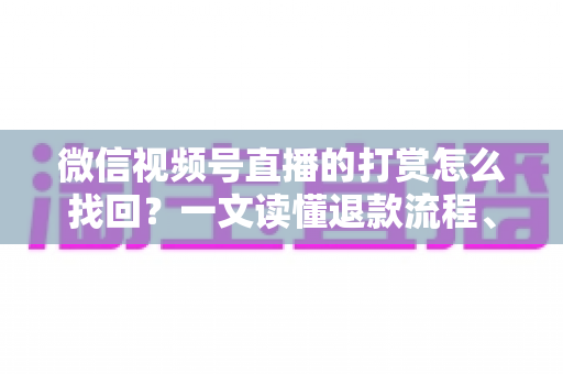 微信视频号直播的打赏怎么找回?一文读懂退款流程、找回方法与预防技巧(完整攻略) 微信视频号直播的打赏怎么找回?一文读懂退款流程、找回方法与预防技巧(完整攻略)