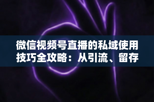 微信视频号直播的私域使用技巧全攻略:从引流、留存到转化的实战指南 微信视频号直播的私域使用技巧全攻略:从引流、留存到转化的实战指南