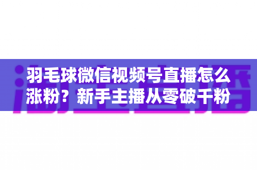 羽毛球微信视频号直播怎么涨粉?新手主播从零破千粉的实战运营全攻略 羽毛球微信视频号直播怎么涨粉?新手主播从零破千粉的实战运营全攻略
