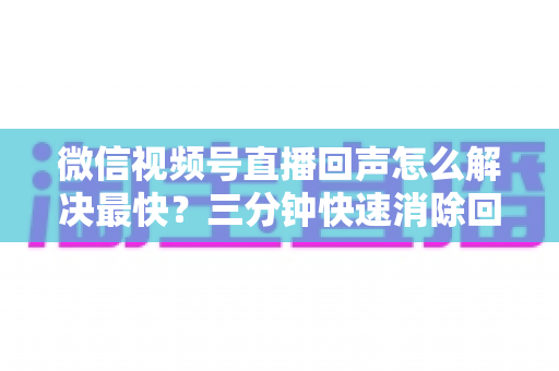 微信视频号直播回声怎么解决最快?三分钟快速消除回声的实用技巧全攻略 微信视频号直播回声怎么解决最快?三分钟快速消除回声的实用技巧全攻略
