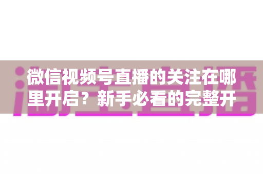 微信视频号直播的关注在哪里开启?新手必看的完整开启步骤与涨粉技巧全解析 微信视频号直播的关注在哪里开启?新手必看的完整开启步骤与涨粉技巧全解析