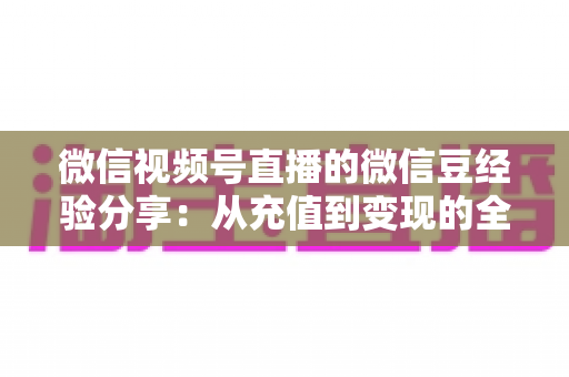 微信视频号直播的微信豆经验分享:从充值到变现的全流程实战指南 微信视频号直播的微信豆经验分享:从充值到变现的全流程实战指南