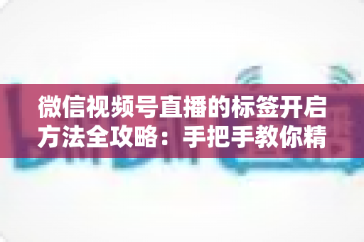 微信视频号直播的标签开启方法全攻略:手把手教你精准定位流量,让直播间人气翻倍 微信视频号直播的标签开启方法全攻略:手把手教你精准定位流量,让直播间人气翻倍