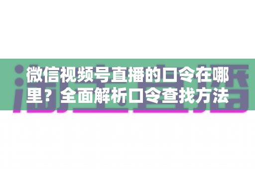微信视频号直播的口令在哪里？全面解析口令查找方法与使用技巧的实用指南