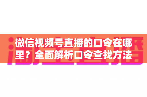 微信视频号直播的口令在哪里？全面解析口令查找方法与使用技巧的实用指南