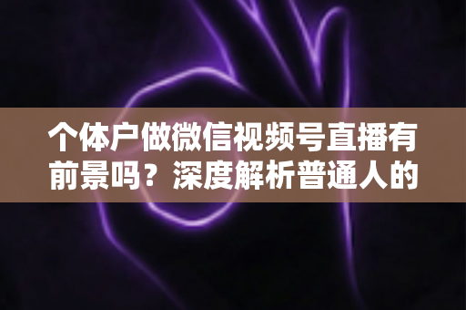个体户做微信视频号直播有前景吗?深度解析普通人的直播红利与实操路径 个体户做微信视频号直播有前景吗?深度解析普通人的直播红利与实操路径