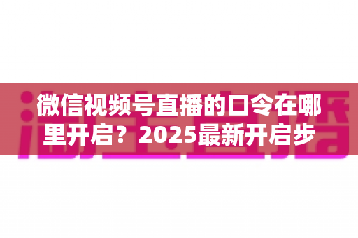 微信视频号直播的口令在哪里开启？2025最新开启步骤与实用技巧全解析