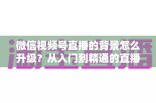 微信视频号直播的背景怎么升级？从入门到精通的直播背景优化全攻略