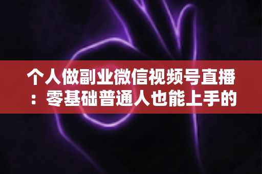 个人做副业微信视频号直播:零基础普通人也能上手的赚钱新赛道 个人做副业微信视频号直播:零基础普通人也能上手的赚钱新赛道