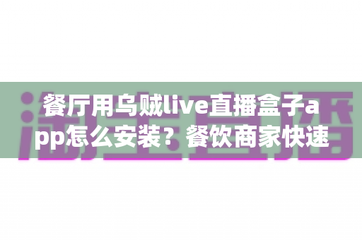 餐厅用乌贼live直播盒子app怎么安装?餐饮商家快速上手直播引流的完整安装指南 餐厅用乌贼live直播盒子app怎么安装?餐饮商家快速上手直播引流的完整安装指南