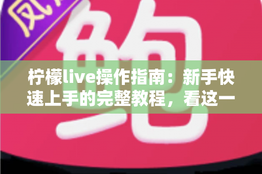 柠檬live操作指南：新手快速上手的完整教程，看这一篇就够了