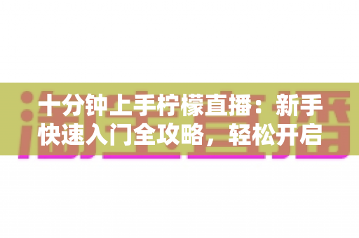 十分钟上手柠檬直播：新手快速入门全攻略，轻松开启直播之旅