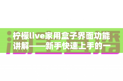 柠檬live家用盒子界面功能讲解——新手快速上手的一站式操作指南