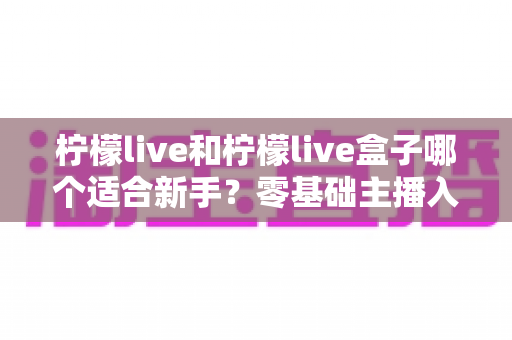 柠檬live和柠檬live盒子哪个适合新手？零基础主播入门设备深度对比与选购指南