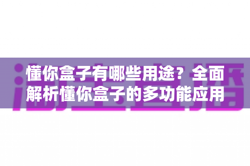懂你盒子有哪些用途?全面解析懂你盒子的多功能应用与家庭实用价值 懂你盒子有哪些用途?全面解析懂你盒子的多功能应用与家庭实用价值