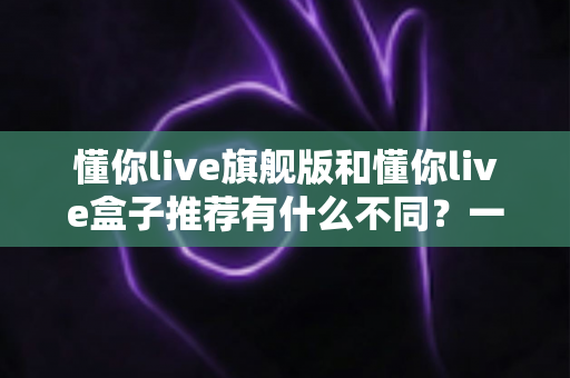 懂你live旗舰版和懂你live盒子推荐有什么不同？一文读懂两者差异与选购指南