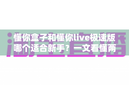 懂你盒子和懂你live极速版哪个适合新手？一文看懂两款产品的区别与选择指南