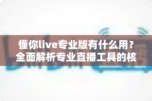 懂你live专业版有什么用？全面解析专业直播工具的核心价值与实战功能