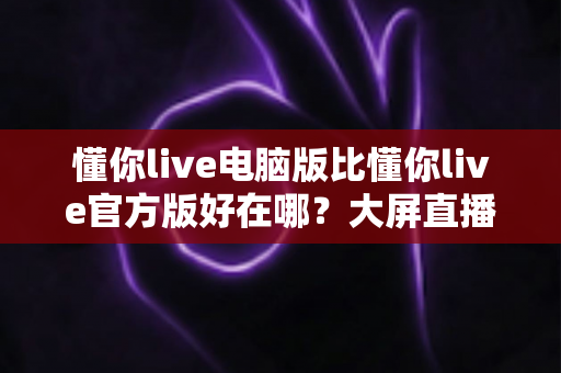 懂你live电脑版比懂你live官方版好在哪？大屏直播体验全面深度解析