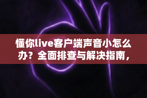 懂你live客户端声音小怎么办？全面排查与解决指南，让你畅享清晰直播体验