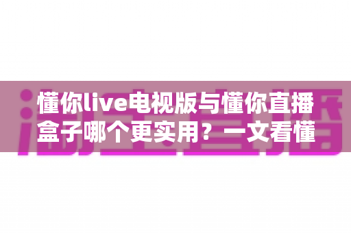 懂你live电视版与懂你直播盒子哪个更实用?一文看懂两大方案的核心差异与选择指南 懂你live电视版与懂你直播盒子哪个更实用?一文看懂两大方案的核心差异与选择指南