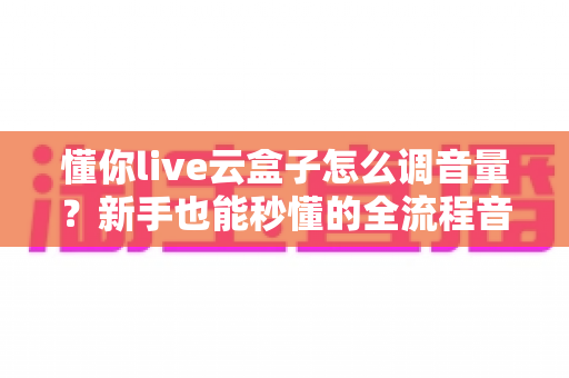 懂你live云盒子怎么调音量?新手也能秒懂的全流程音量调节指南 懂你live云盒子怎么调音量?新手也能秒懂的全流程音量调节指南