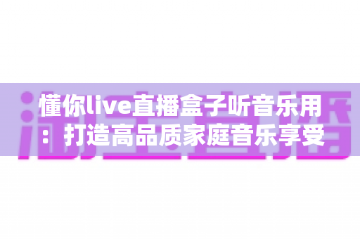 懂你live直播盒子听音乐用：打造高品质家庭音乐享受的全方位指南