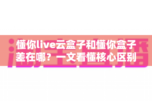 懂你live云盒子和懂你盒子差在哪?一文看懂核心区别,选对盒子不吃亏 懂你live云盒子和懂你盒子差在哪?一文看懂核心区别,选对盒子不吃亏