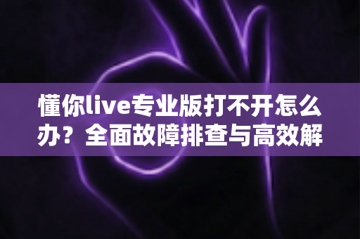 懂你live专业版打不开怎么办？全面故障排查与高效解决方案指南