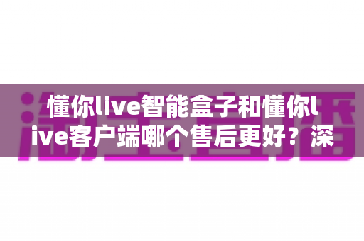 懂你live智能盒子和懂你live客户端哪个售后更好？深度对比与选购指南全解析