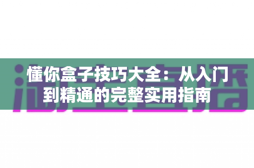 懂你盒子技巧大全:从入门到精通的完整实用指南 懂你盒子技巧大全:从入门到精通的完整实用指南